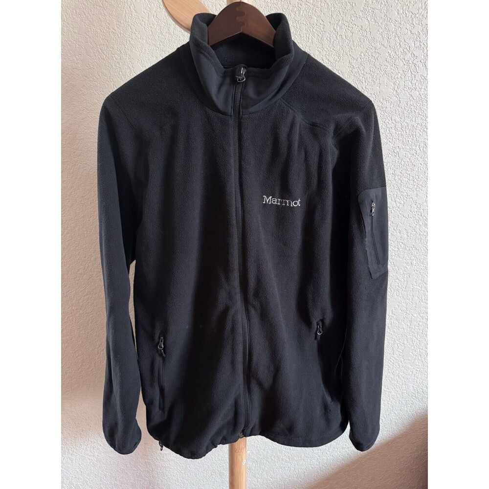 Marmot Men’s Fleece Jacket Polartec Full Zip Sz M Black Hiking Outdoor Warm